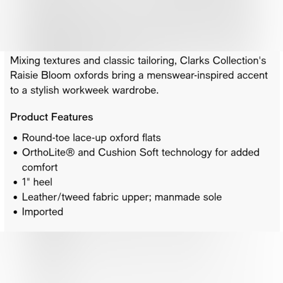 Clarks Collection Raisie Bloom Oxford Size 8.5 Black/Gray Tweed - Picture 12 of 12